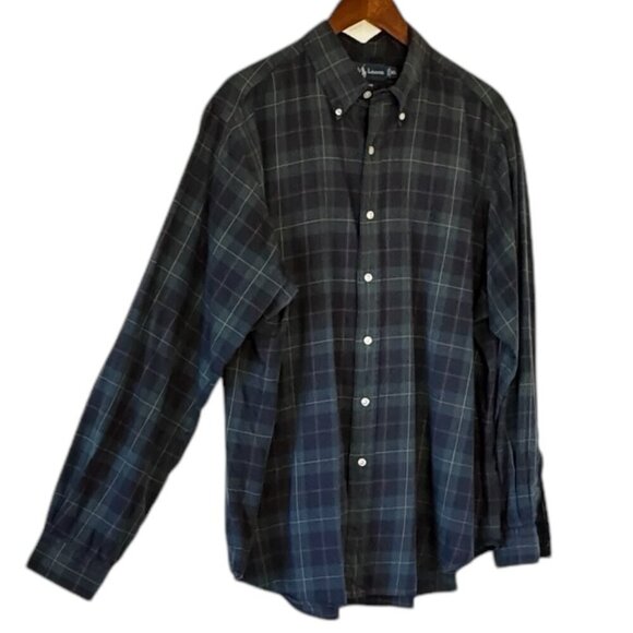 Ralph Lauren Men's Classic Fit Button Down Shirt Tartan Plaid Dark Green Blue XL - Picture 1 of 8
